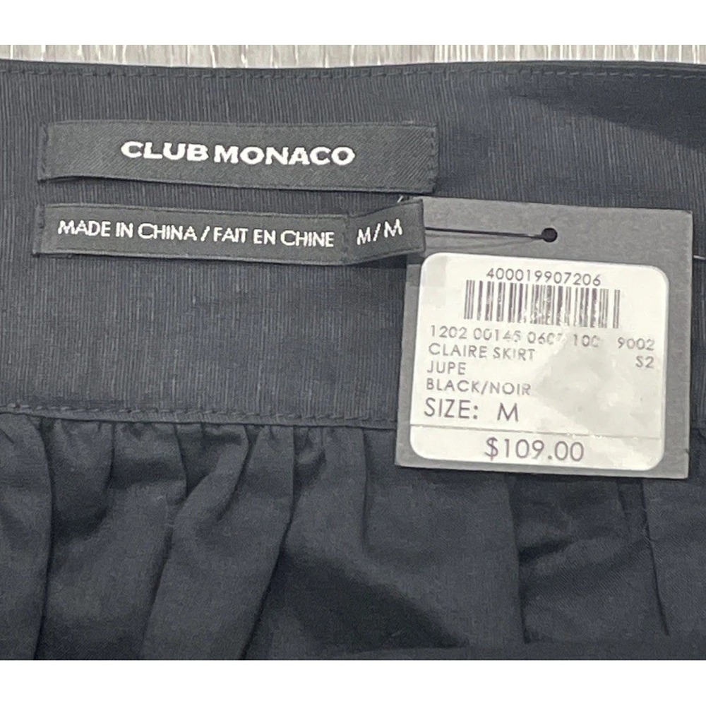 NWT Club Monaco Claire Skirt Black Wrap Tie‎ Side Bow Pocket Mini Linen/Silk M - Picture 3 of 7